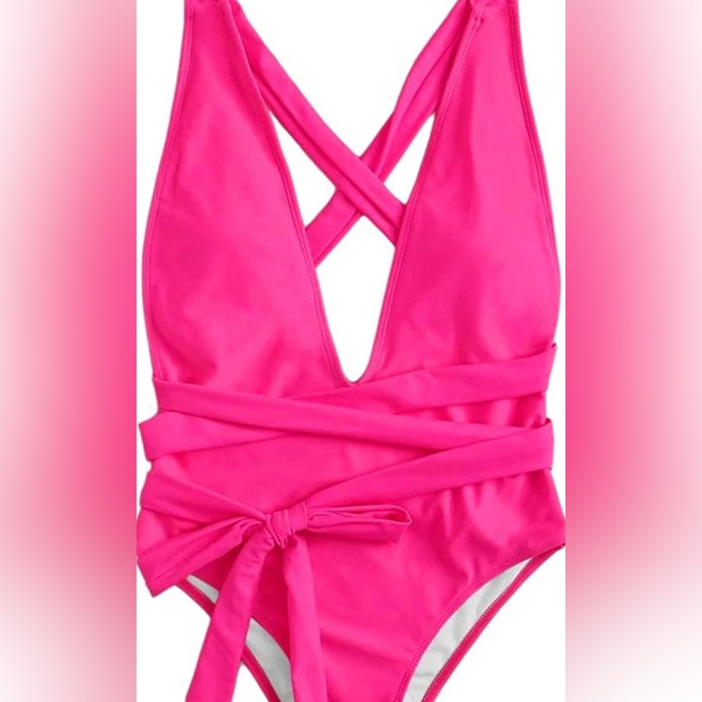Tie Criss Cross One Piece Thong Swimsuit Brazilian Bathing Suit